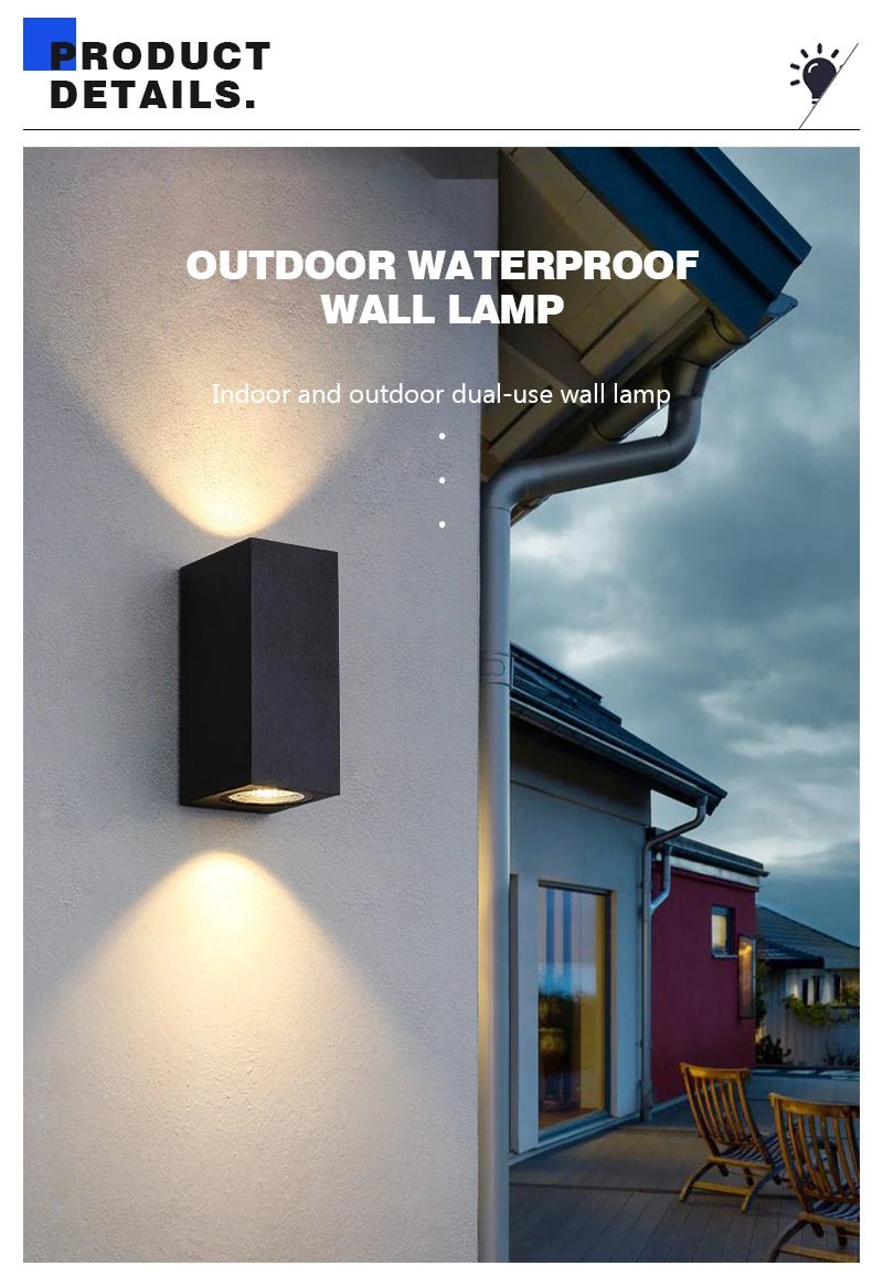 Waterproof LED Outdoor Wall Lamp IP65 Upper Lower Lighting Porch Garden Lamp Indoor Bedroom Bedside Home Decor Wall Light - Lacatang Shop