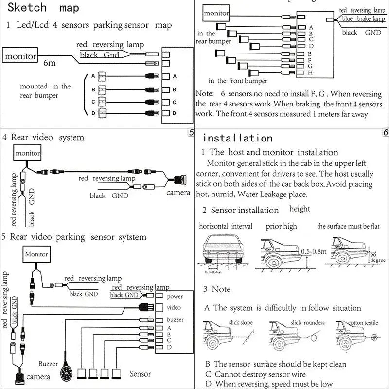 Weatherproof 4 Rear View Car Parking Sensor Reverse Backup Radar Kit with LED Display Monitor car parking system - Lacatang Shop