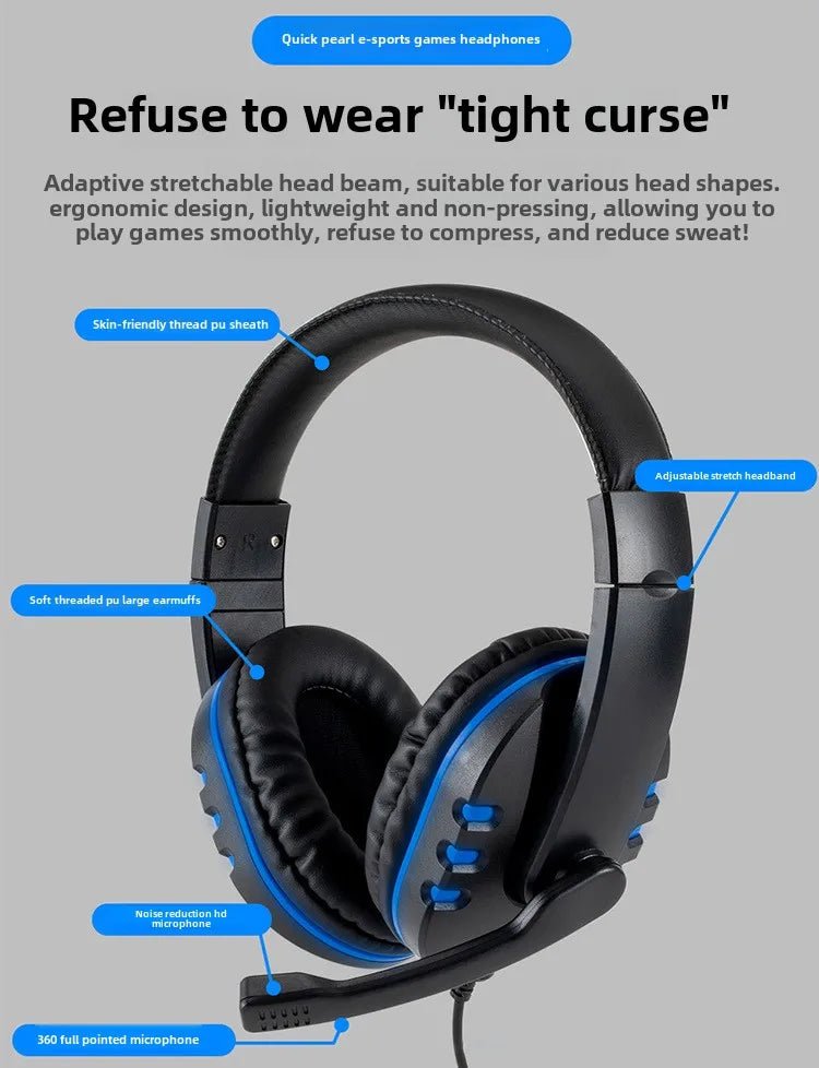 WIFIT wired gaming earphones with 3.5mm jack suitable for computer gaming, PC chatting, and with microphone, plug and play - Lacatang Shop