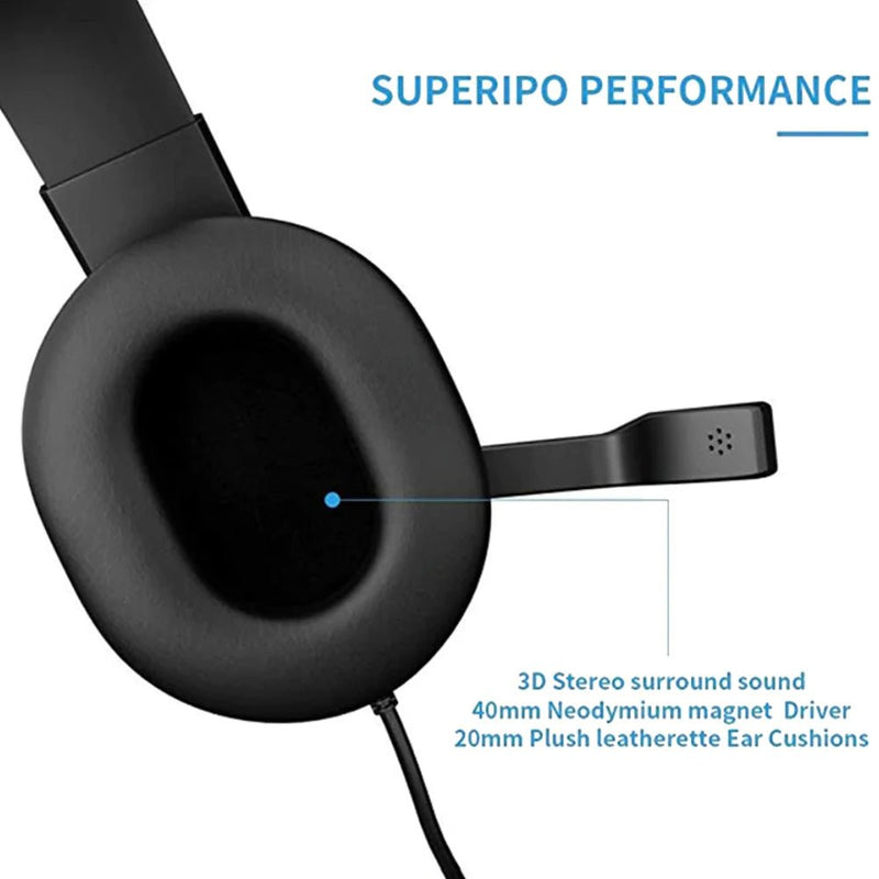 Wired Earphone HiFi Headphones 3.5mm Wired Gamer Headset Deep Bass Over - Ear Headphone with Mic for XBOX ONE/SWITCH - Lacatang Shop