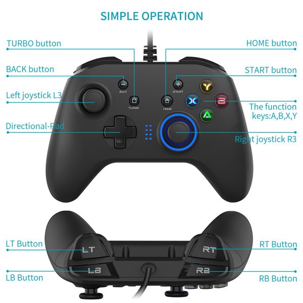 Wired Gaming Controller Joystick Gamepad with Dual - Vibration - Lacatang Shop