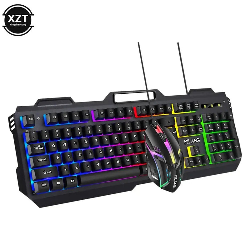 Wired Gaming Keyboard And Mouse RGB Backlit Keyboard Rubber PC Keycaps Keyboard Mouse Gamer Gaming Mouse - Lacatang Shop