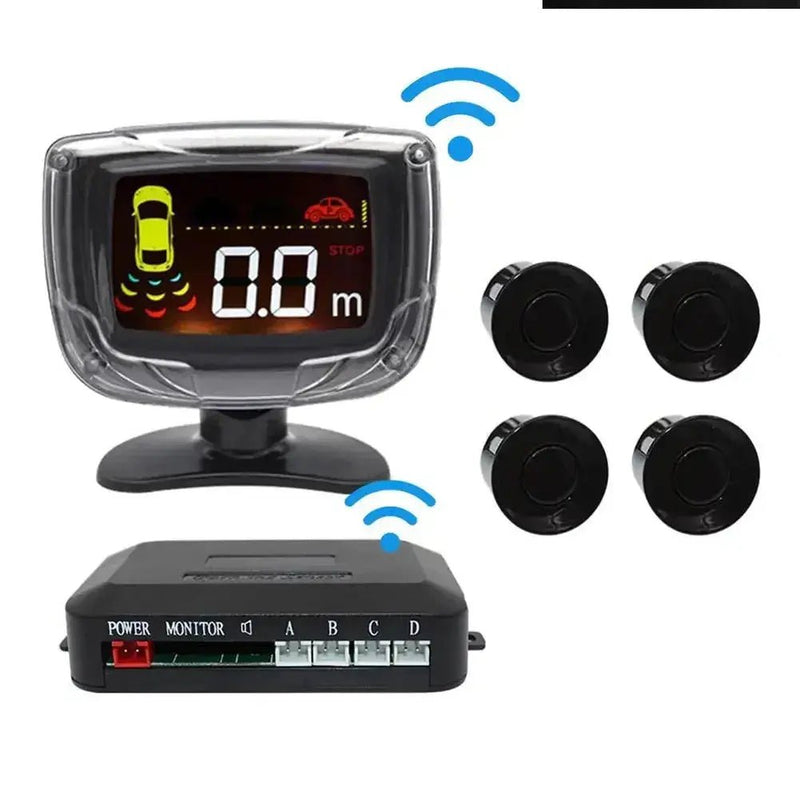 Wireless Car Parking Sensor Set LCD Display 4 Radar Probe 65dB Buzzer Alarm Backup Reversing Parktronic Monitor Detector System - Lacatang Shop