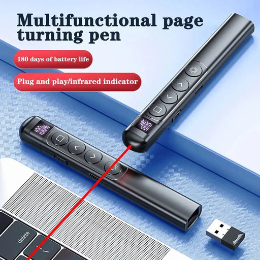 Wireless Presenter Red Laser Page Turning Pen 2.4G Volume Remote Control PPT Presentation USB PowerPoint Pointer Mouse - Lacatang Shop