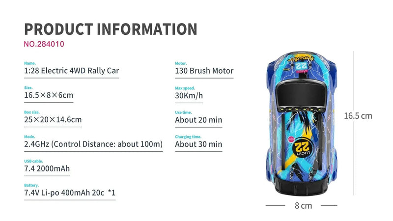 WLtoys 1:28 284131 284161 2.4G High - Speed 4WD Mini RC Racing Car - 30KM/H Remote Control Drift Toy for Kids and Gifts - Lacatang Shop