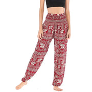 Women Red Elephant Design Loose Fit Harem Pants Hippie Workout Party Beach Pants Casual Trousers Dropshipping - Lacatang Shop