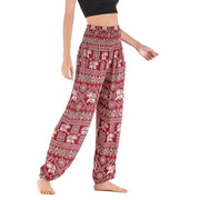 Women Red Elephant Design Loose Fit Harem Pants Hippie Workout Party Beach Pants Casual Trousers Dropshipping - Lacatang Shop