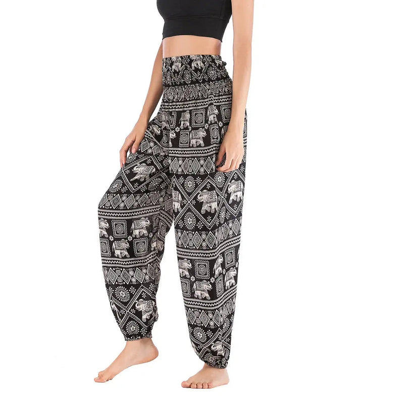 Women Red Elephant Design Loose Fit Harem Pants Hippie Workout Party Beach Pants Casual Trousers Dropshipping - Lacatang Shop