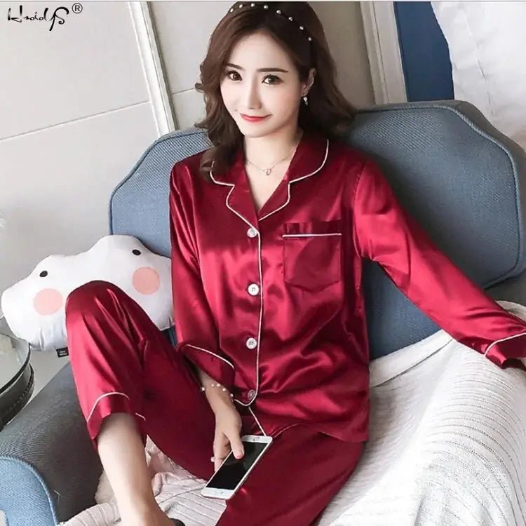 Women Silk Satin Pajamas - Lacatang Shop