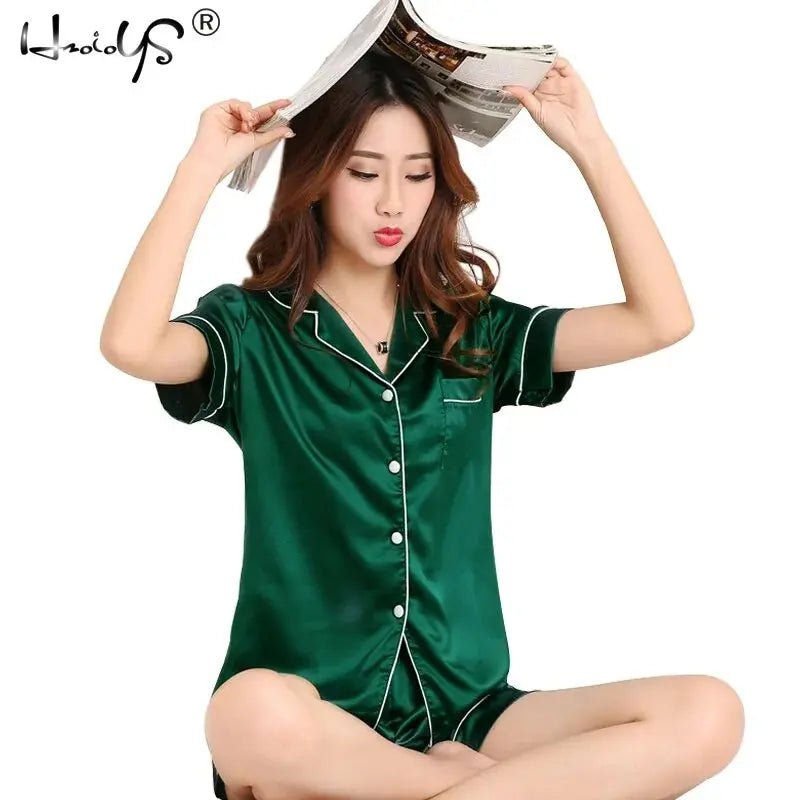 Women Silk Satin Pajamas - Lacatang Shop