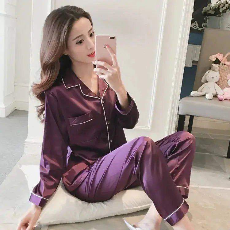 Women Silk Satin Pajamas - Lacatang Shop