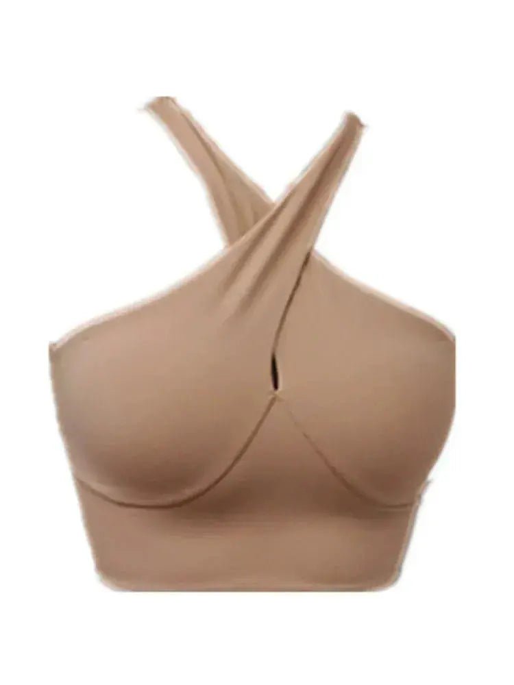 Women's Beauty Back Cross Sling Bubble Wrap Sports Bra Underwear Tube Top Women's Sexy Workout Clothes Running Yoga Suit - Lacatang Shop