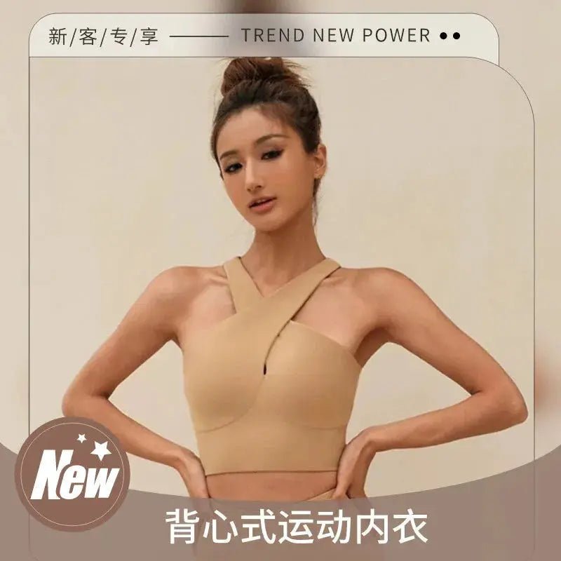 Women's Beauty Back Cross Sling Bubble Wrap Sports Bra Underwear Tube Top Women's Sexy Workout Clothes Running Yoga Suit - Lacatang Shop