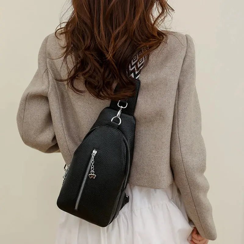 Women's Chest Bags Pure ColorPU leather Female Crossbody Bags Fashion Sports Shoulder Bag Casual Female Sling Waist Chest Pack - Lacatang Shop