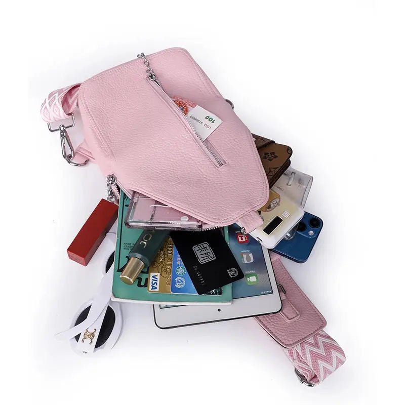 Women's Chest Bags Pure ColorPU leather Female Crossbody Bags Fashion Sports Shoulder Bag Casual Female Sling Waist Chest Pack - Lacatang Shop