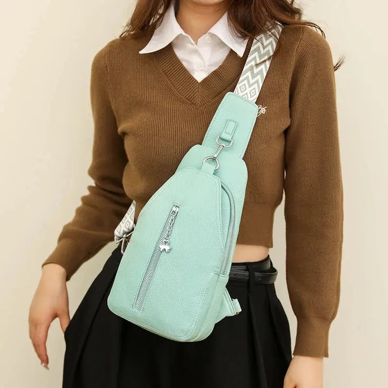 Women's Chest Bags Pure ColorPU leather Female Crossbody Bags Fashion Sports Shoulder Bag Casual Female Sling Waist Chest Pack - Lacatang Shop