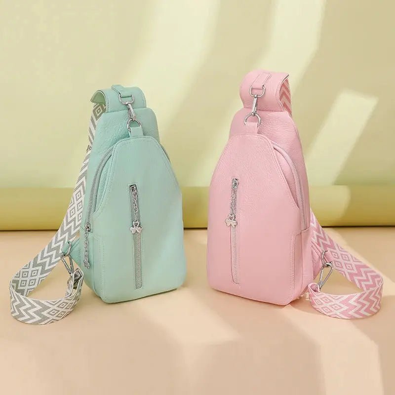 Women's Chest Bags Pure ColorPU leather Female Crossbody Bags Fashion Sports Shoulder Bag Casual Female Sling Waist Chest Pack - Lacatang Shop