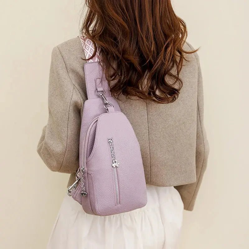 Women's Chest Bags Pure ColorPU leather Female Crossbody Bags Fashion Sports Shoulder Bag Casual Female Sling Waist Chest Pack - Lacatang Shop