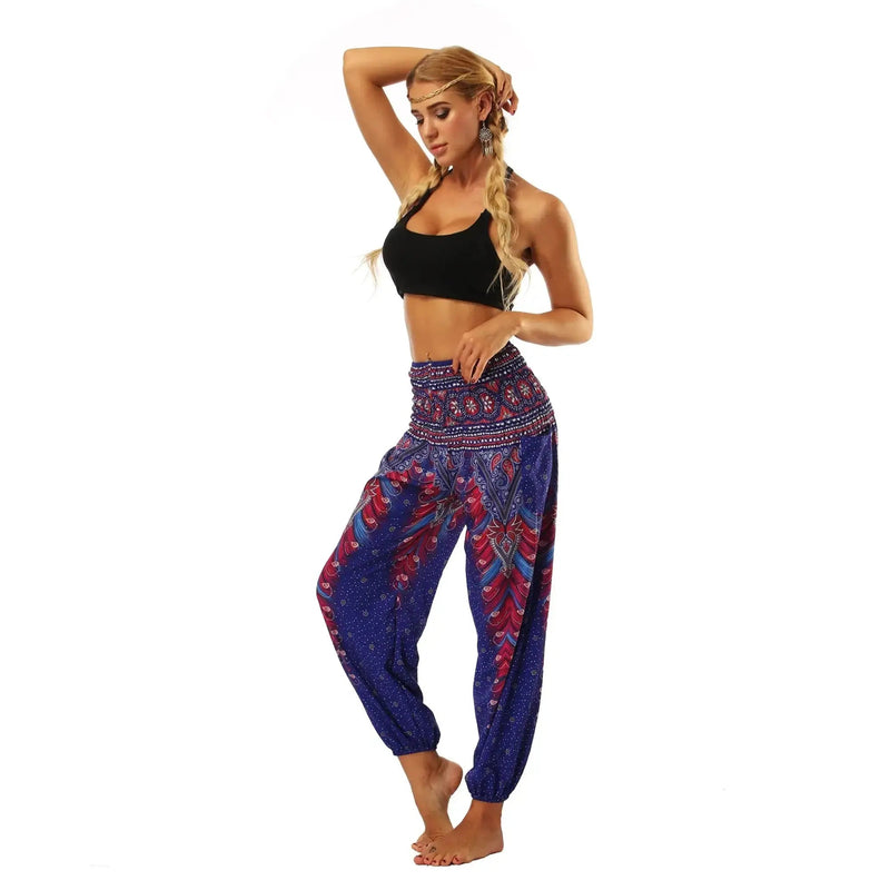 Women's Clothing Harem Pants, Bohemian Yoga Pants,Flowy Trouser Yoga Boho Hippie Clothes Pilates Pants with Pocket - Lacatang Shop