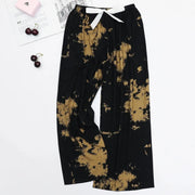 Women'S Elephant Print Wide Leg Ankle - Length Pants Spring And Summer Beach Drawstringloose Fit Females Trousers Indie Folk Pants - Lacatang Shop