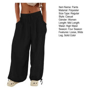 Women's Pants Harem Pants Wide - leg Trousers Drawstring Elastic Waistband Loose With Pocket - Lacatang Shop