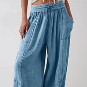 Women's Pants Harem Pants Wide - leg Trousers Drawstring Elastic Waistband Loose With Pocket - Lacatang Shop