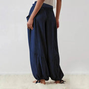 Women's Pants Harem Pants Wide - leg Trousers Drawstring Elastic Waistband Loose With Pocket - Lacatang Shop