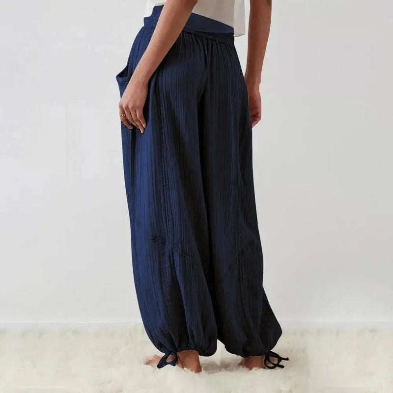 Women's Pants Harem Pants Wide - leg Trousers Drawstring Elastic Waistband Loose With Pocket - Lacatang Shop