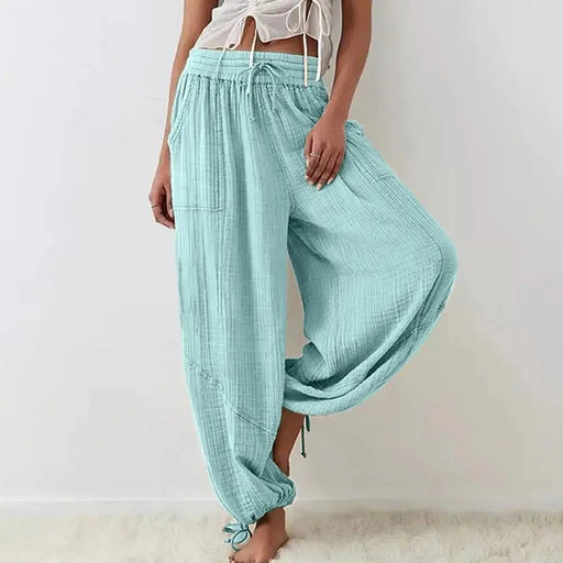 Women's Pants Harem Pants Wide - leg Trousers Drawstring Elastic Waistband Loose With Pocket - Lacatang Shop