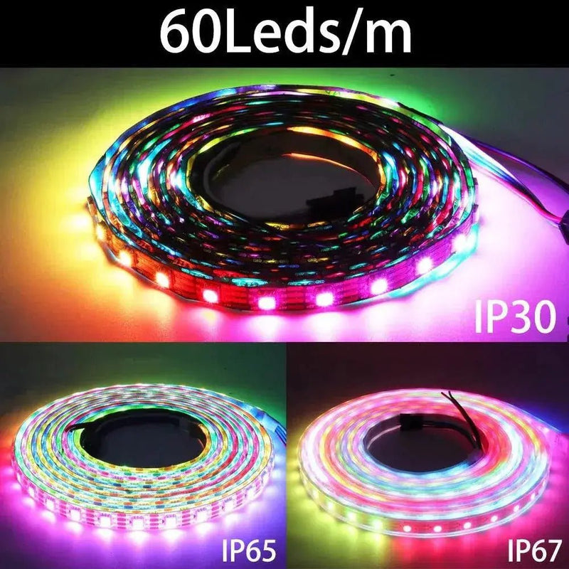WS2812B WS2811 WS2813 WS2815 5050 RGBIC Smart LED Strip WS2812 Individually Addressable IC 30/60/144Pixels/Leds/m Light DC5V/12V - Lacatang Shop