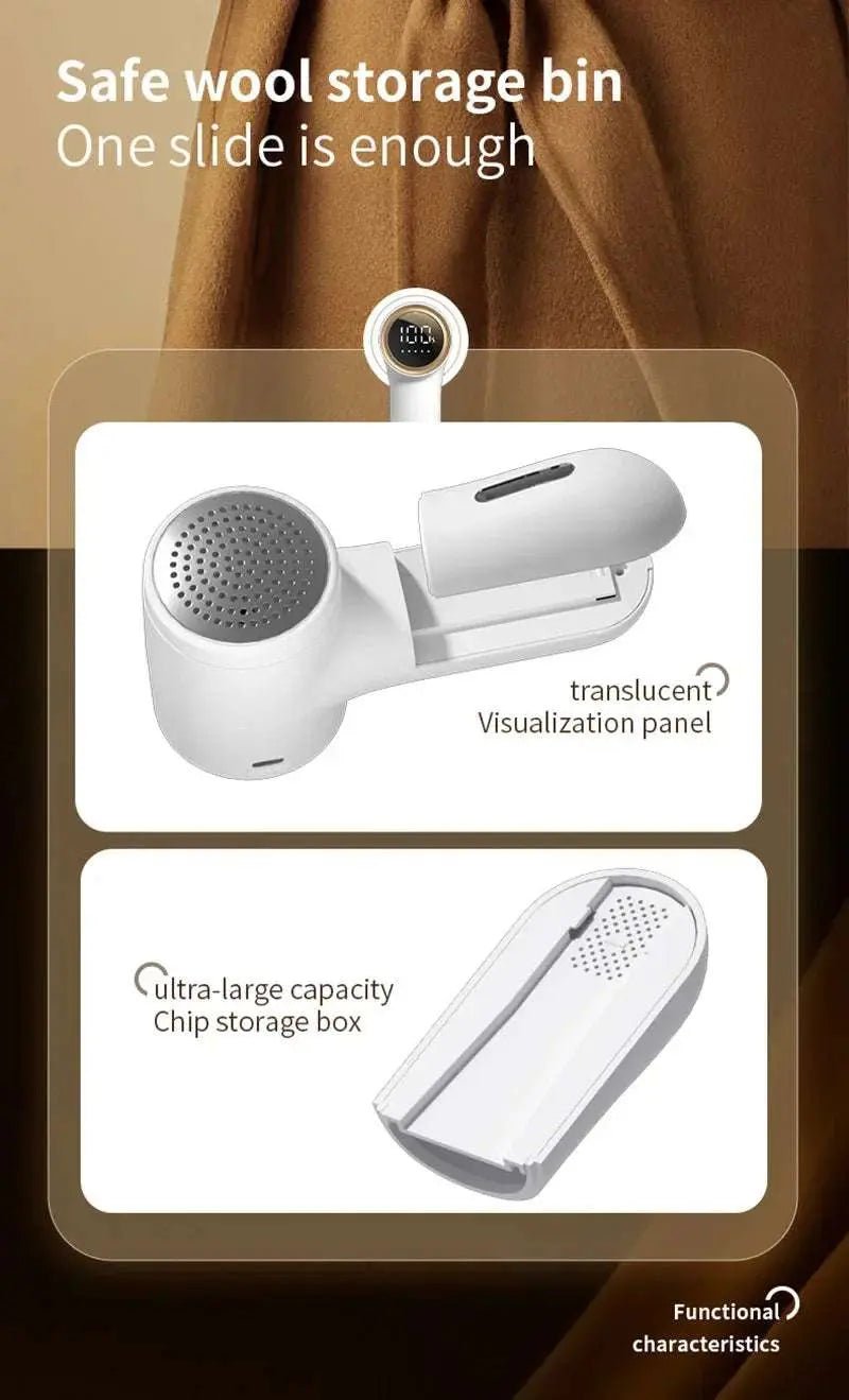 Xiaomi Electric Lint Remover USB Rechargeable Intelligent Digital Display Hairball Trimmer Portable Clothes Shaver 5 Gear Razor - Lacatang Shop