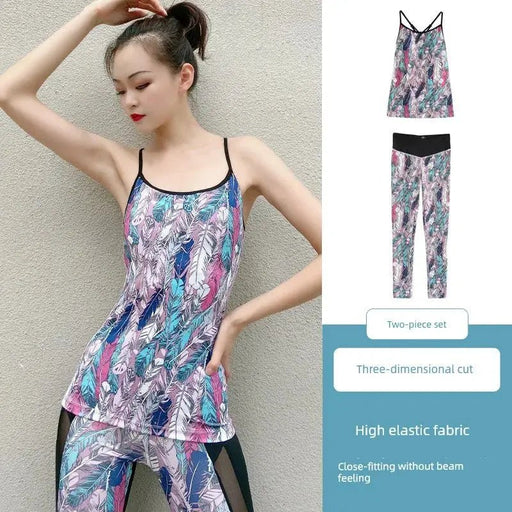 Yoga Clothes Women's Suit Summer Thin Outdoor Absorb Sweat Running Breathable Yoga Straps Vest Workout Exercise Outfit Suit - Lacatang Shop