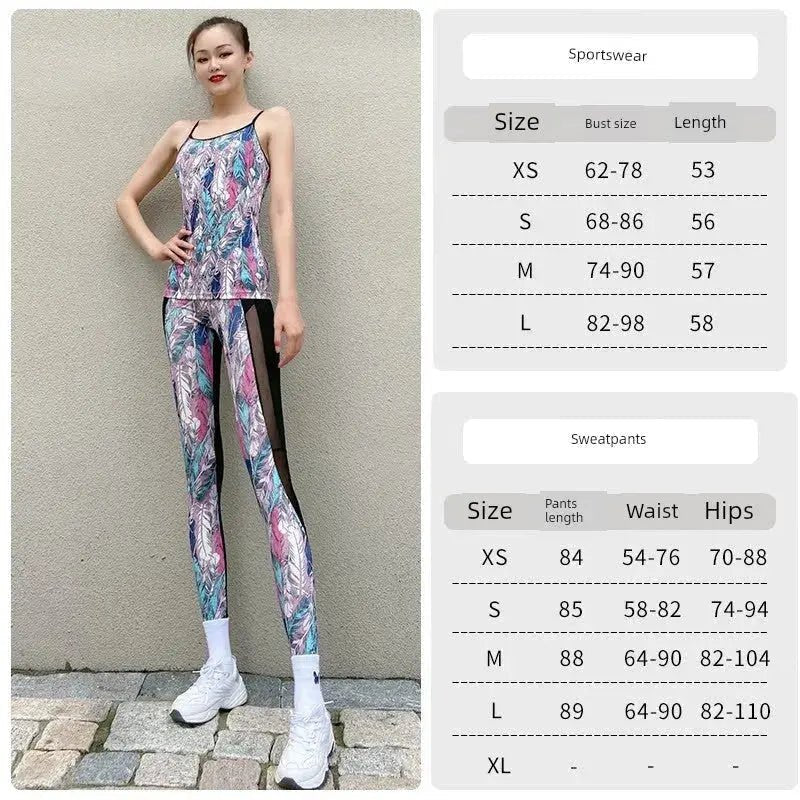 Yoga Clothes Women's Suit Summer Thin Outdoor Absorb Sweat Running Breathable Yoga Straps Vest Workout Exercise Outfit Suit - Lacatang Shop