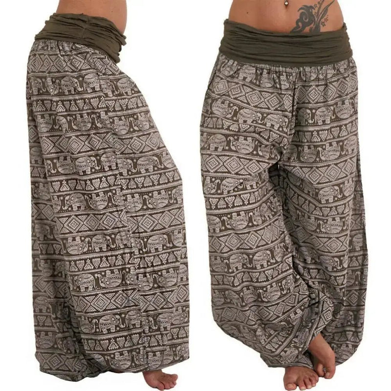Yoga Pants Women Boho Loose Low Waist Long Pants Elephant Print Baggy Bloomer Trousers Dance Harem Pants Plus Size Pantalones - Lacatang Shop