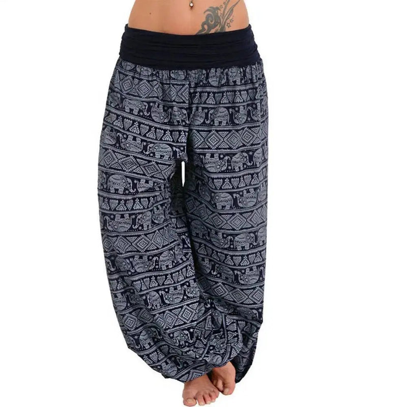 Yoga Pants Women Boho Loose Low Waist Long Pants Elephant Print Baggy Bloomer Trousers Dance Harem Pants Plus Size Pantalones - Lacatang Shop